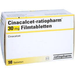Abbildung: Cinacalcet-ratiopharm 30 mg Filmtabletten 98 St, Filmtabletten PZN 16129919