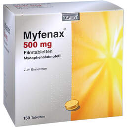 Abbildung: Myfenax 500 mg Filmtabletten 150 St, Filmtabletten PZN 16134033