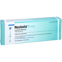 Abbildung: Neulasta 6 mg Injektionslösung Fertigspritze mit autom.Nadels. 1 St, Injektionslösung PZN 16134062