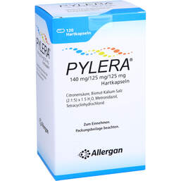 Abbildung: Pylera 140 mg / 125 mg / 125 mg Hartkapseln 120 St, Hartkapseln PZN 16134116