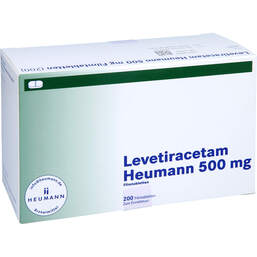 Abbildung: Levetiracetam Heumann 500 mg Filmtabletten 200 St, Filmtabletten PZN 16138597