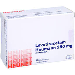 Abbildung: Levetiracetam Heumann 250 mg Filmtabletten Net 50 St, Filmtabletten PZN 16139071