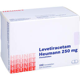 Abbildung: Levetiracetam Heumann 250 mg Filmtabletten Net 100 St, Filmtabletten PZN 16139088