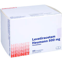 Abbildung: Levetiracetam Heumann 500 mg Filmtabletten Net 100 St, Filmtabletten PZN 16139119
