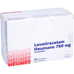 Abbildung: Levetiracetam Heumann 750 mg Filmtabletten Net 50 St, Filmtabletten PZN 16139131