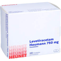 Abbildung: Levetiracetam Heumann 750 mg Filmtabletten Net 100 St, Filmtabletten PZN 16139148