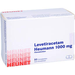Abbildung: Levetiracetam Heumann 1000 mg Filmtabletten Net 50 St, Filmtabletten PZN 16139160