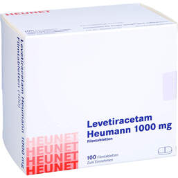 Abbildung: Levetiracetam Heumann 1000 mg Filmtabletten Net 100 St, Filmtabletten PZN 16139177