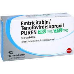 Abbildung: Emtricitabin / Tenofovirdisoproxil Puren 200mg / 245mg 30 St, Filmtabletten PZN 16146272
