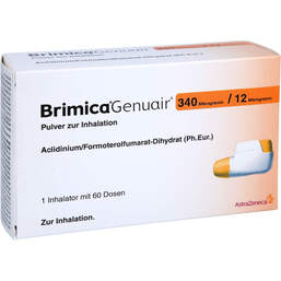 Abbildung: Brimica Genuair 340 µg / 12 µg Pulver zur Inhalation 60ED 1 St, Inhalationspulver PZN 16160384
