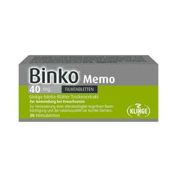 Abbildung: Binko Memo 40 mg Filmtabletten Filmtabletten, 30 St PZN 16168807