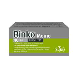 Abbildung: Binko Memo 40 mg Filmtabletten 60 St, Filmtabletten PZN 16168813