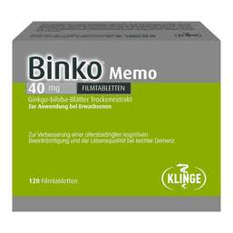 Abbildung: Binko Memo 40 mg Filmtabletten 120 St, Filmtabletten PZN 16168836