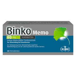 Abbildung: Binko Memo 80 mg Filmtabletten 30 St, Filmtabletten PZN 16168842