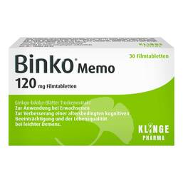 Abbildung: Binko® Memo 120 mg Filmtabletten Filmtabletten, 30 St PZN 16168888