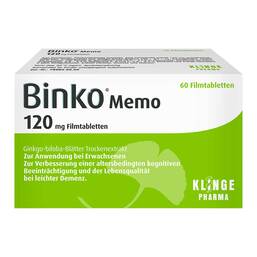 Abbildung: Binko® Memo 120 mg Filmtabletten Filmtabletten, 60 St PZN 16168894