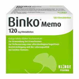 Abbildung: Binko® Memo 120 mg Filmtabletten Filmtabletten, 120 St PZN 16168902