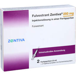 Abbildung: Fulvestrant Zentiva 250 mg Injektionslösung in einer Fertigspritze 2 St, Injektionslösung in einer Fertigspritze PZN 16169244