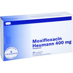 Abbildung: Moxifloxacin Heumann 400 mg Filmtabletten 30 St, Filmtabletten PZN 16197849