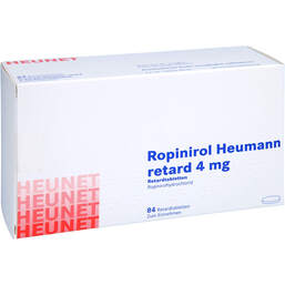 Abbildung: Ropinirol Heumann retard 4 mg Retardtabletten Heunet 84 St, Retard-Tabletten PZN 16198501