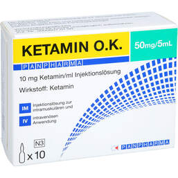 Abbildung: Ketamin Panpharma 50 mg / 5 ml O.K. Injektionslösung Ampulle 10 St, Injektionslösung PZN 16200149