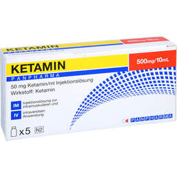Abbildung: Ketamin Panpharma 500 mg / 10 ml Injektionslösung Durchstechflasche 5 St, Injektionslösung PZN 16200161