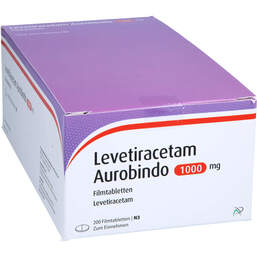 Abbildung: Levetiracetam Aurobindo 1000 mg Filmtabletten 200 St, Filmtabletten PZN 16200735
