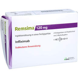 Abbildung: Remsima 120 mg Injektionslösung in einer Fertigspritze 2 St, Injektionslösung PZN 16200758