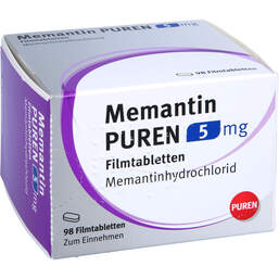 Abbildung: Memantin Puren 5 mg Filmtabletten 98 St, Filmtabletten PZN 16201195