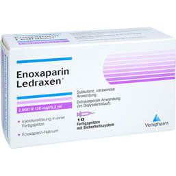Abbildung: Enoxaparin Ledraxen 2.000 I.E. 20mg / 0,2ml F.Sp. 10 St, Injektionslösung in einer Fertigspritze PZN 16203053