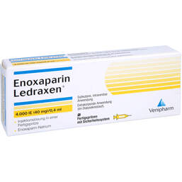 Abbildung: Enoxaparin Ledraxen 4.000 I.E. 40mg / 0,4ml F.Sp. 2 St, Injektionslösung in einer Fertigspritze PZN 16203107