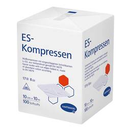 Abbildung: ES-Kompressen unsteril 10x10 cm 8fach 100 St, Kompressen PZN 16205224