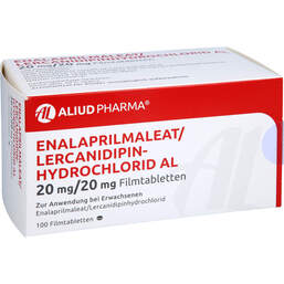 Abbildung: Enalaprilmaleat / Lercanidipinhydrochloricum AL 20 / 20 mg 100 St, Filmtabletten PZN 16206407