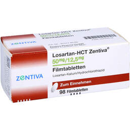 Abbildung: Losartan-HCT Zentiva 50 mg / 12,5 mg Filmtabletten 98 St, Filmtabletten PZN 16222518