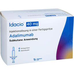 Abbildung: Idacio 40 mg / 0,8 ml Injektion -Lösung in einer Fertigspritze 6 St, Injektionslösung PZN 16227711