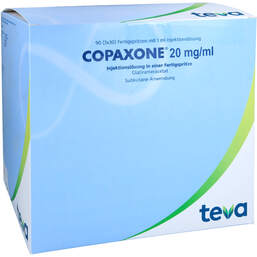 Abbildung: Copaxone 20 mg / ml Injektionslösung in einer Fertigspritze  90 St, Injektionslösung PZN 16227869