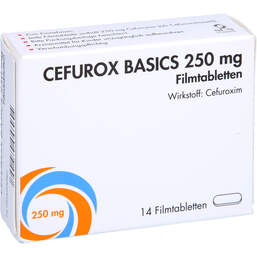 Abbildung: Cefurox Basics 250 mg Filmtabletten Sun 14 St, Filmtabletten PZN 16230481