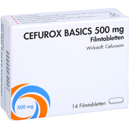 Abbildung: Cefurox Basics 500 mg Filmtabletten Sun 14 St, Filmtabletten PZN 16230506