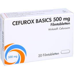 Abbildung: Cefurox Basics 500 mg Filmtabletten Sun 20 St, Filmtabletten PZN 16230512