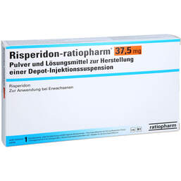 Abbildung: Risperidon-ratiopharm 37,5mg Pulver + LM H.depuratus Injektionss. 1 St, Pulver und Lösungsmittel zur Herstellung einer Depot-Injektionssuspension PZN 16233002