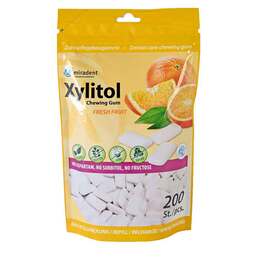 Abbildung: Miradent Xylitol Zahnpflegekaugummi freshfruit Ref 200 St, Kaugummi PZN 16239513