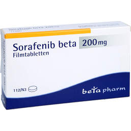 Abbildung: Sorafenib beta 200 mg Filmtabletten 112 St, Filmtabletten PZN 16240893