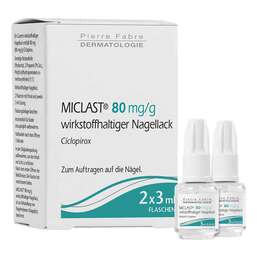 Abbildung: Miclast 80 mg / g wirkstoffhaltiger Nagellack Wirkstoffhaltiger Nagellack, 2X3 ml PZN 16244891