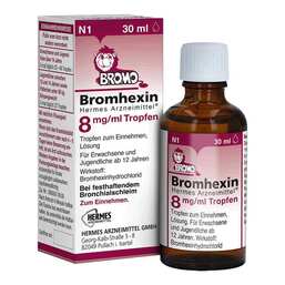 Abbildung: Bromhexin HERMES Arzneimittel® 8 mg/ml Tropfen 30 ml, Tropfen zum Einnehmen PZN 16260513