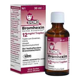 Abbildung: Bromhexin Hermes Arzneimittel 12 mg / ml Tropfen Tropfen zum Einnehmen, 30 ml PZN 16260571