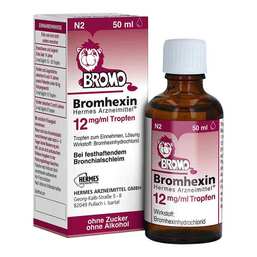 Abbildung: Bromhexin HERMES Arzneimittel® 12 mg/ml Tropfen 50 ml, Tropfen zum Einnehmen PZN 16260588