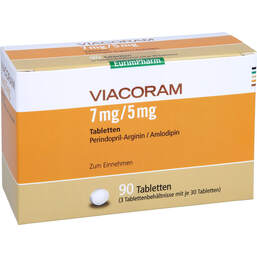 Abbildung: Viacoram 7 mg / 5 mg Tabletten 90 St, Tabletten PZN 16260803