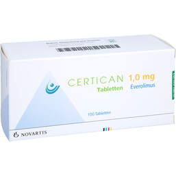 Abbildung: Certican 1 mg Tabletten 100 St, Tabletten PZN 16260826