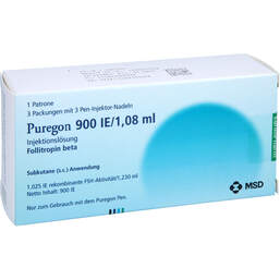 Abbildung: Puregon 900 I.E. / 1,08 ml Injektion -Lösung i.Pat. + 9 Nad. 1 St, Injektionslösung PZN 16320480