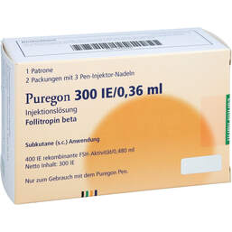 Abbildung: Puregon 300 I.E. / 0,36 ml Injektion -Lösung i.Pat. + 6 Nad. 1 St, Injektionslösung PZN 16320497